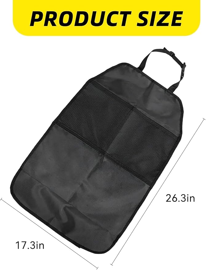 2 Pack Car Backseat Protector, Waterproof Seat Back Kick Mats with 2 Mesh Pockets, Adjustable Straps, Easy to Clean Seat Back Covers for Cars, SUVs, Trucks