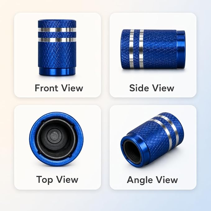 Tire Valve Stem Caps 8 Pack, Aluminum Tire Valve Caps with Plastic Liner, Corrosion Resistant Leak Proof Air Valve Caps, Universal Valve Stem Caps for Cars, Trucks, SUVs, Motorcycles and Bikes