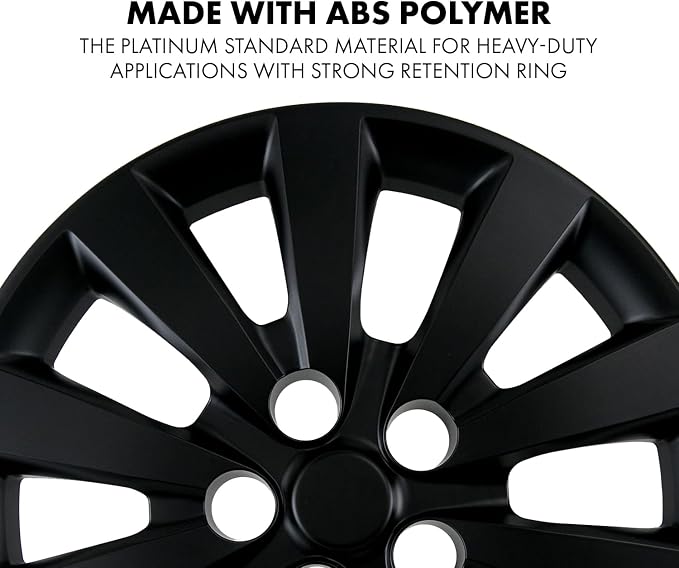 16-Inch Hub Caps Replacement for 2013-2018 Nissan Sentra, Replacement Wheel Covers (Set of 4, Matte Black)