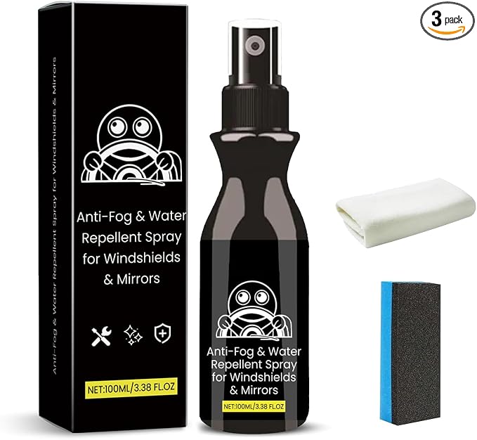 Anti-Fog & Water Repellent Spray: Anti-Fog & Water Repellent Spray for Windshields & Mirrors, Quick Interior & Exterior Car Glass Bundle for Windows, Windshields, Mirrors, Rain-Repellent (1pc)