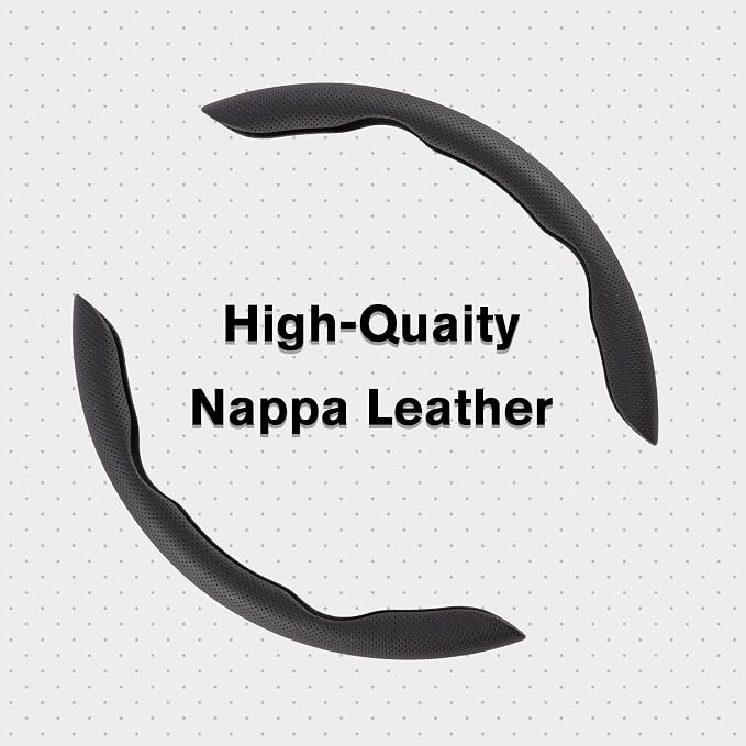 Nappa Leather Steering Wheel Cover, 2PCS Segmented Wheel Protector, Universal 99% Car Wheel Cover (Black)