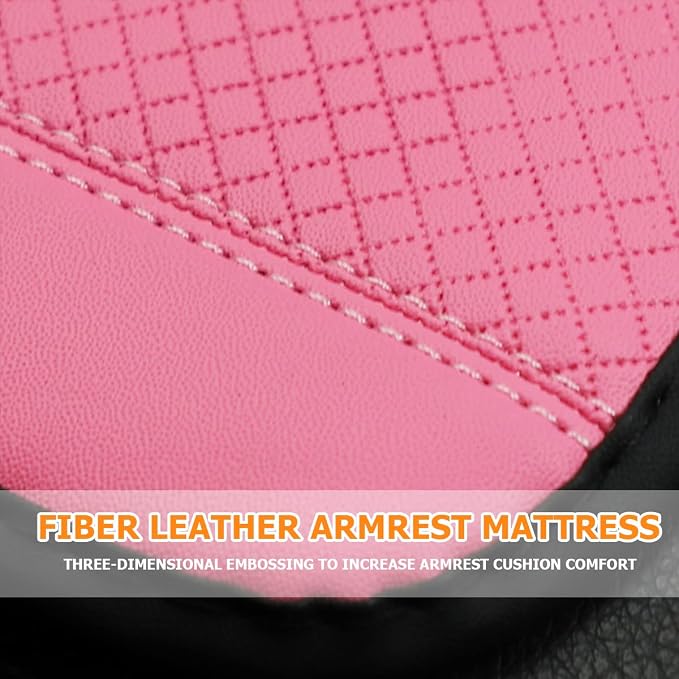 Car Armrest Storage Box Mat, Fiber Leather Car Center Console Cover, Car Armrest Seat Box Cover Accessories Interior Protection for Most Vehicle, SUV, Truck, Car (Pink)