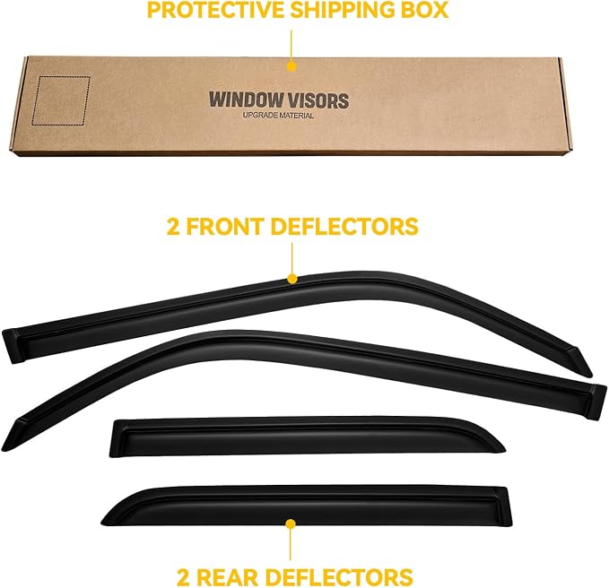 Window Visor for 2010-2024 Toyota 4Runner, Out-Channel Rain Guards Shields Vent Deflector Shade Wind Dark Smoke Ventshade Ventvisor for 10-24 4Runner, Tape-On Outside-Mount, 4PCS