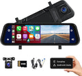 Rear View Mirror Camera with Carplay&Android Auto,9.66" 1080P Mirror Dash Cam Front and Rear with Voice Control,Night Vision,Parking Monitoring,Reverse Assist Free 64GB Card for Cars&Trucks