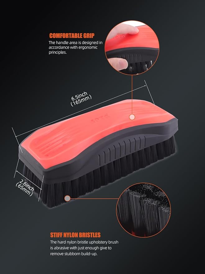 Carpet Cleaning Brush, 2Pcs Universal Leather & Upholstery Brush,Durable Nylon Bristles for Car Detailing,Ideal for Cleaning Seats, Carpets & Interior Surfaces,Gentle,Effective Detailing Tool