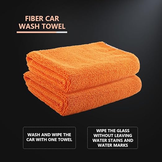 Drying Towel, Microfiber Car Drying Towel, 1 Pack Highly Absorbent, Scratch Free Large Car Wash Drying Towel for Car Washing, Drying & Auto Detailing, 23.8 x 30.9 inch, Orange-MT032