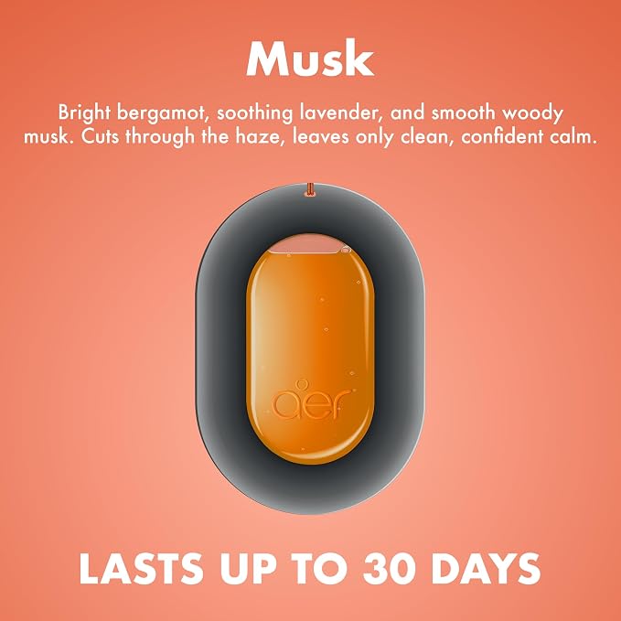 AER O Hanging Car Air Freshener Gel – Musk After Smoke, Long Lasting 30 Days, Leak-Proof Odor Neutralizer, Rear-View Mirror Car Air Freshener with Steady Freshness Technology, Pack of 4