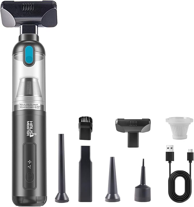 Airflex Go Cordless Car Vacuum 16000Pa, 4-in-1 Handheld Vacuum with Air Duster & Inflator, Portable Mini Vac for Car Detailing, Pet Hair, Keyboard Cleaning (Black)