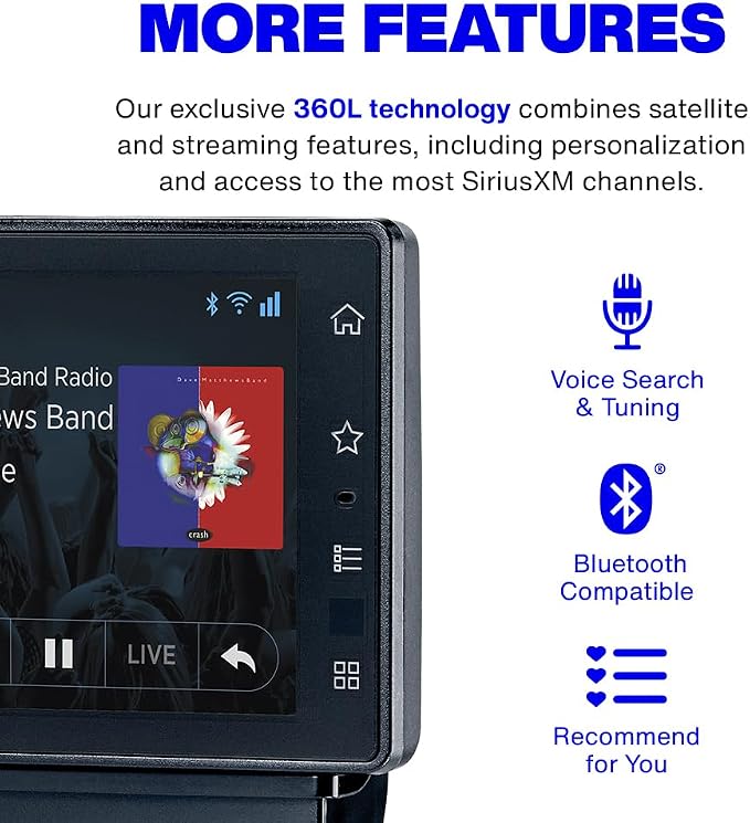 SXWB1V1 Tour Dock & Play Radio with 360L, PowerConnect Vehicle Dock, and Bluetooth