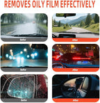 Car Windshield Cleaner & Glass Oil Film Remover, Car Glass Cleaner with Brush, Removes Oil, Grease & Fog, wiper residue, Anti-Fog Glass Emulsion Cleaner for Clear Driving Visibility