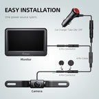 Backup Camera 4.3' HD 1080P Front Rear View Monitor kit IP69 Waterproof Night Vision DIY Grid Lines for Car Trucks RVs Tractors Bus Semi-Trailers Pickup A43