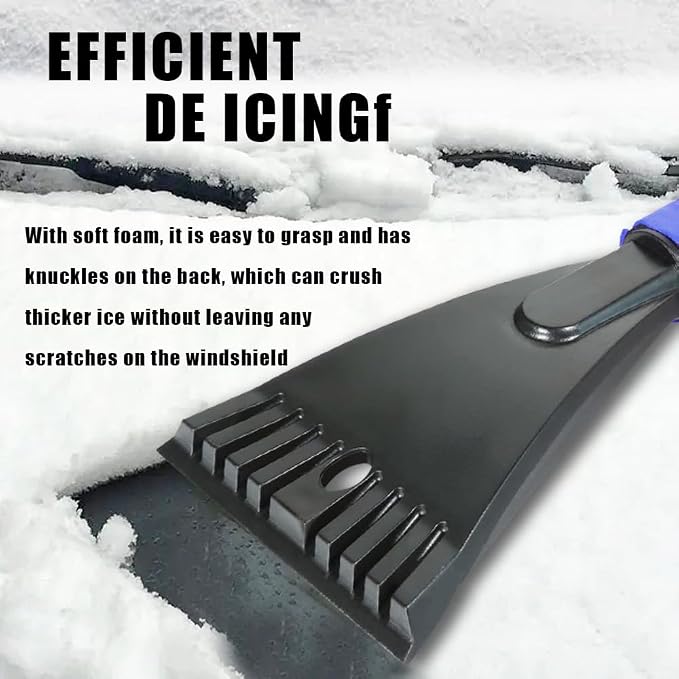 Snow Brush and Ice Scrapers for Car Windshield, Car Scraper Snow Clearing Brush, 2-in-1 Detachable Snow Removal Tool with Ergonomic Foam Grip Winter Accessories for Cars, Trucks, SUVs