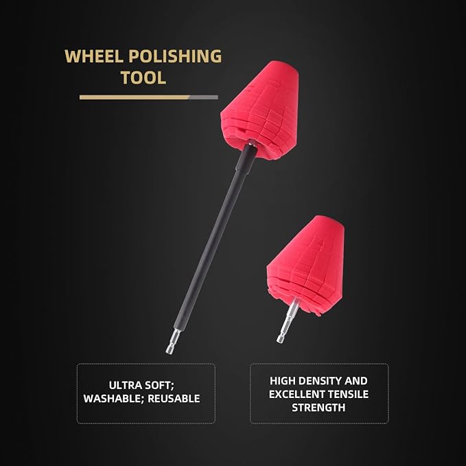 Metal Polishing Tool, Auto Cone Metal Polish Buffing Polishing Ball, Drill Buffing Sponge Pads Buffing Wheel for Drill Foam, Sponge Buffing for Automotive Car Wheel Hub Care