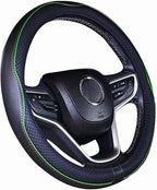Small Size Steering Wheel Cover Anti-Slip,Safety,Soft,Breathable,Durable,Full Surround,Comfortable Grip Microfiber Leather (14-14.25 inch, Green)