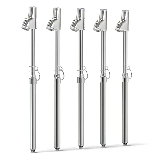 Silver Double Straight Type Tire Pressure Gauge，Dual Head Air Pressure Gauge 5Pcs，Pressure Range 10-150 Psi(Suitable for Trucks, etc.