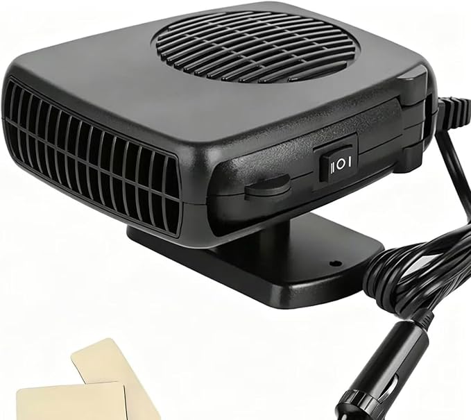 Portable 12V 150W Car Cooler Heater Fan, Plug-in Cigarette Lighter 2-in-1 Cooling & Heating Auto Fan, Summer Rapid Vehicle Interior Cool Down, Winter Windshield Defroster Defogger
