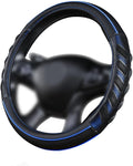 car Steering Wheel Cover Faux Leather Massage Universal fit 3D Honeycomb Hole Anti-Slip Sporty 15 Inches (Blue Black)