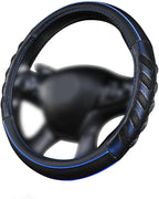 car Steering Wheel Cover Faux Leather Massage Universal fit 3D Honeycomb Hole Anti-Slip Sporty 15 Inches (Blue Black)
