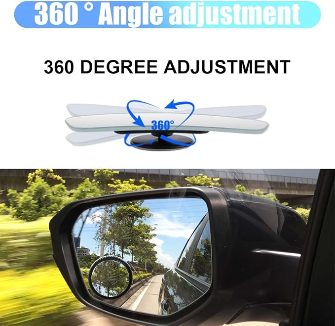 2PCS Automotive Rearview Mirror Blind Spot Mirrors - 2'' 360° Adjustable Bling Rhinestone Car Side View Mirror with Frame - HD Glass Round Wide View Angle Convex Mirrors for Car SUV Truck (Colorful)