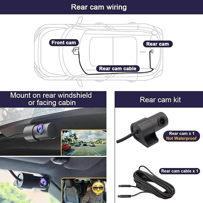 Front 4K+Rear 1080P Dash Cam Adapts for Toyota Highlander 2020-2026 & Hybrid (Gen4/UX70), Integrated OEM Look, Dual HD Video, WiFi & APP, Loop Recording, G-Sensor, Easy to Use, 128GB Card