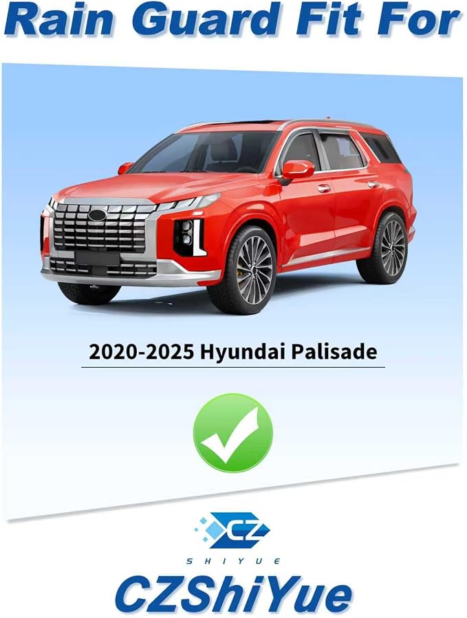 in-Channel Window Rain Guards Fit for Hyundai Palisade 2020-2025 Rain Guard Extra Durable Side Window Deflectors Visor Window Vent Visors Vent Shades Exterior Car Accessories