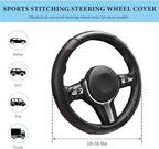 Car Steering Wheel Cover, 15 Inch Anti-Slip Stretch Leather Steering Wheel Protector, Comfortable Breathable Sporty Steering Wheel Cover for Women Men, Car Accessories (Black)
