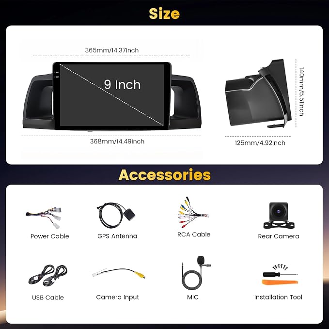 4+128GB Android 15 Car Stereo for Toyota Corolla EX 2005-2012 Wireless Carplay Android Auto, 9 Inch Incell Touch Screen Car Stereo with GPS, Backup Camera, Bluetooth, FM/RDS, EQ, WiFi, SWC | Carplay Android Auto, Mirror Link,9"Incell Touch Screen Car R...