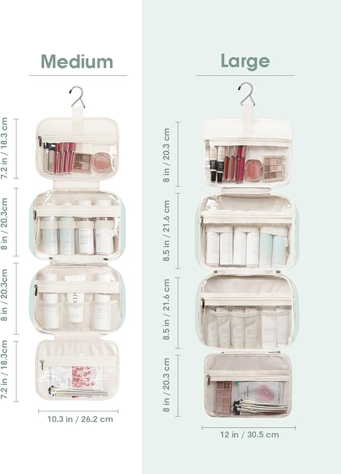 Hanging Toiletry Bag for Women Travel Makeup Bag Organizer Toiletries Bag for Travel Size Essentials Accessories Cosmetics (Mint Green (Medium))