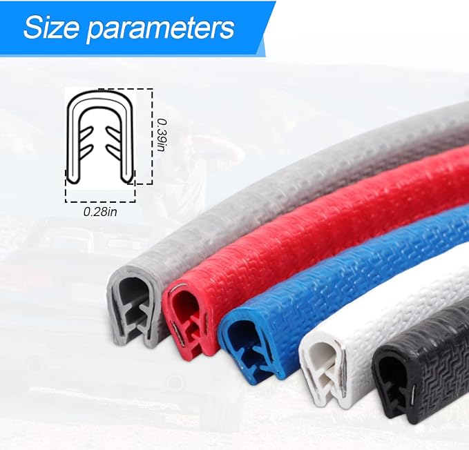 Car Door Protector Edge Guards, Universal Rubber Seal U Shape Car Door Protection, Aluminum Boat Edge Trim Guards No Glue Required, Exterior Accessories Fit for Most Cars, Sedans, SUV (Red/10FT)