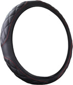 15 Inch Car Leather Steering Wheel Cover, Automotive Accessories Elastic Breathable Anti-Slip Soft Wheel Protector Fits Men and Women, Suitable for SUVs, Trucks, Vehicles and RVs (Black)