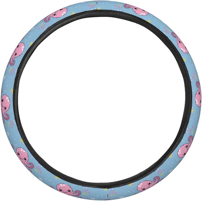 Cartoon Cute Octopus Steering Wheel Covers Anti-Slip Elasticity Car Accessories Steering Wheel Protector Universal 15 Inch for Cars SUV Vehicle Truck