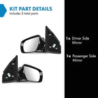 2 Piece Driver and Passenger Side Mirror Assembly Set Electric Adjustment Non-Heated No Memory Black Compatible with 2013-2017 Hyundai Santa Fe Sport HY1320199 HY1321199