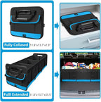 Trunk Organizer for Car, Car Storage Organizer with 2 adjustable straps, 95L Large Capacity Cargo Organizer for Suv, Truck, Sedan, Waterproof Portable Car Organizers for Women Men（Blue）