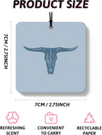 Dusty Blue Boho Western Orange Car Air Freshener 4 Pcs, Cow Skull Cactus Cowgirl Boots Square Hanging Air Freshener for Closet Drawer Books, Western Car Accessories Mirror Decor for Women