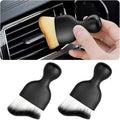 2PCS Car Interior Detailing Brush with Dust Cover, Auto Soft Hair Cleaning Brushes, Scratch Free Curved Dirt Collectors, for Dashboard Air Conditioner Vents Leather Computer (White/Black/2PCS)