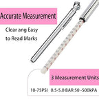 Pencil Tire Pressure Gauge (10-75PSI) Stainless Steel Body and Metal Made Nozzle 3 Measurements for Vehicles (3 Pack)