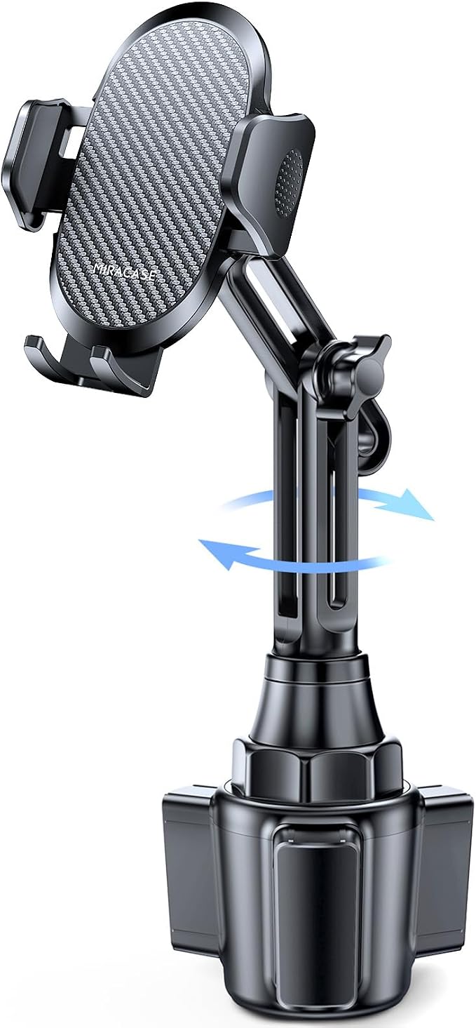 2025 Upgraded Universal Cup Phone Holder for Car, [Rotatable & Adjustable] Long Neck Car Cup Holder Phone Mount Compatible with iPhone, Samsung, Google & More Smartphones