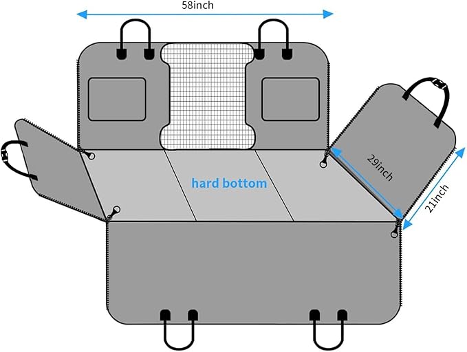 2026 Upgraded Back Seat Extender for Dogs - Large Hard Bottom Dog Car Seat Cover Holds 550lbs, Waterproof Dog Hammock Pet Bed with High-Density Foam Non-Slip Backseat Protector