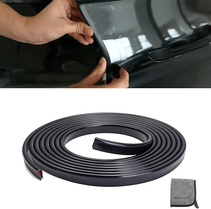 65.6ft (20m) Car Door Edge Guards Black – Self-Adhesive PVC, U-Shaped, Fits Most Vehicles, Fade-Resistant, Scratch- and Chip-Resistant – Reduces Dings in Parking Lots