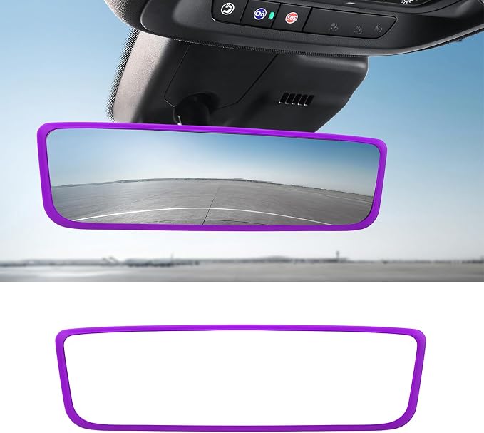 Car Rear View Mirror Protector Frame, Silicone Auto Rearview Edge Protection Cover Compatible with Model 3 Model Y, Interior Rear View Trim Frame Decoration, Car Accessories (Purple-1PCS)