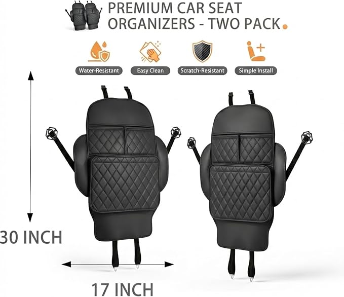 ROXAI 2 Pack Kick Mats Back Seat Protector, Seat Back Cover for Kids Feet, Anti-Kick Pad for Back of Front Seats – Waterproof, Keep Car Clean from Dirt, Scuffs & Stains