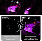 Wevdn Car Interior LED Strip Light, 12V 24 LED Waterproof Neon Ambient Night Light with USB Port, Automotive Atmosphere Decorative Under Dash Lighting Kit, Car Accessories (Pink Purple)