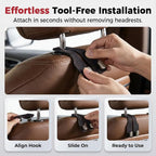 Car Seat Back Storage Hook, 2026 New Car Seat Headrest Hook for Purses and Bags, Leather Car Seat Back Storage Hooks, Car Seat Hangers Organization Accessories (Grey 1pcs)