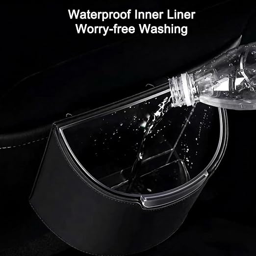 Leakproof Car Trash Can, Mini Car Trash Bin with Removable Liner, Waterproof Automotive Garbage Can for SUV, Truck, Vehicle, Home, Office, Multipurpose, Easy to Clean, White