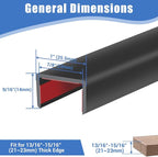 Rubber Edge Trim, Self-Adhesive U Channel Edge Protector for Plywood, Cabinet, 7/8" Wood Edge Banding, Flexible Furniture Repair, EPDM Material, Fit 7/8"(22mm), Length 10Ft, Black