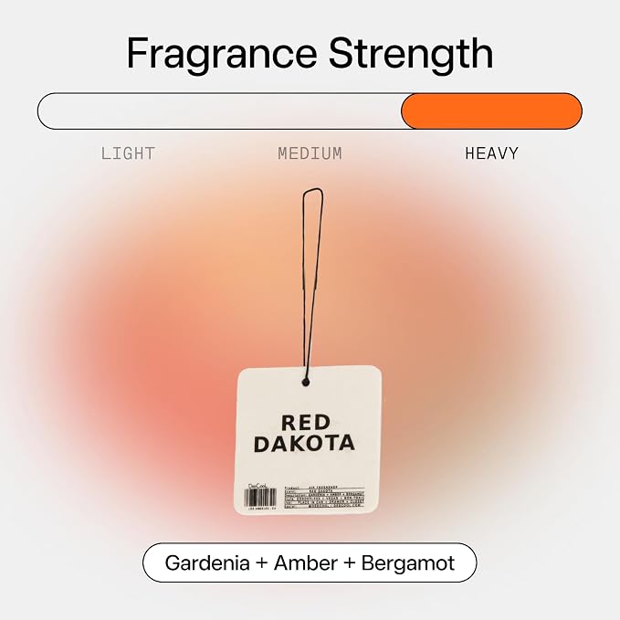 Air Freshener in Red Dakota | Hanging Odor Eliminator for Cars, Closets & Drawers | Clementine, Gardenia, Woods, Amber & Wild Berries | Vegan, Non-Toxic, Cruelty-Free