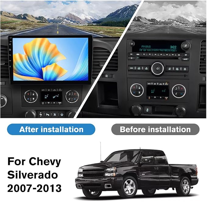 [4Core 64GB] Vratzn Car Radio for Chevy Silverado 2007-2013 Tahoe GMC Sierra Yukon, 10 Inch Touch Screen Silverado Radio with CarPlay Android Auto Bluetooth AM FM Head Unit