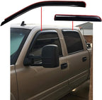 In-Channel Rain Guards, Fits 2001-2007 Chevrolet Silverado & GMC Sierra 1500 (HD), 2500 (HD), 3500, Crew Cab; 2002-2006 Chevrolet Avalanche & Suburban, Cadillac Escalade EXT, GMC Yukon XL, Smoke, 4Pcs
