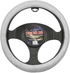 Ergonomic Leather Grip Steering Wheel Cover - Soft Plush Memory Foam Grip for Standard Size Wheels 14.5-15 inch Gray
