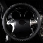 Faux Leather Heavy Duty Inner Ring car Steering Wheel Cover 14.5-15 inches (All Black)